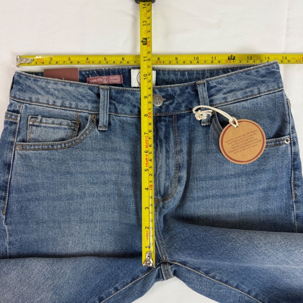 Driftwood Charlotte Cropped Straight Jeans Floral Embroidered Blue Denim 4 NWT - Picture 10 of 14